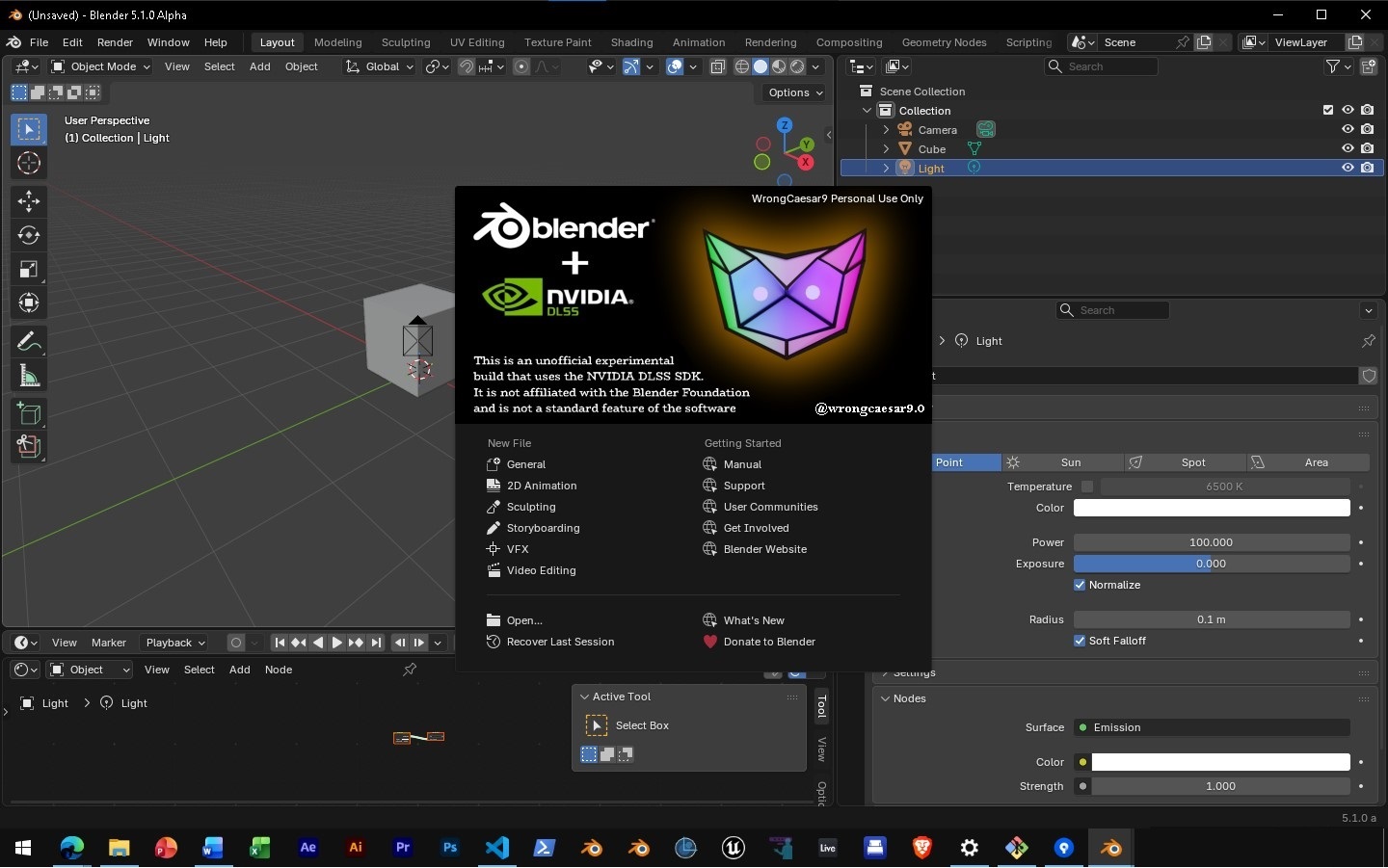 debe estar en la rama dlss-pr para compilar Blender con DLSS